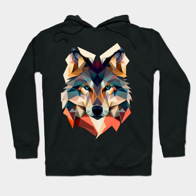 Wolf Geometric Colourful Portrait Hoodie by Bondoboxy